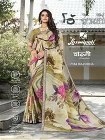 7184  chandani saree  georgette border base,printed,simple designer,fancy & party wear saree