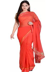 Saree for women print goata border saree with blouse(a)