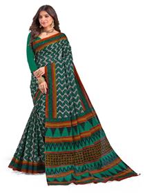 Striped daily wear pure cotton saree(green),fancy,simple designer,party wear(f)