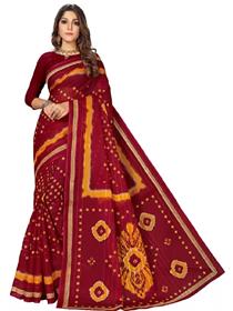 Printed daily wear pure cotton saree(maroon),fancy,simple designer,party wear(f)