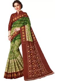 Printed daily wear pure cotton saree(green),fancy,simple designer,party wear (f)