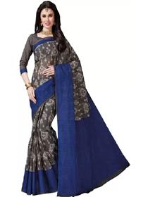 Printed ikkat pure cotton saree  (grey),fancy,simple designer,party wear (f)