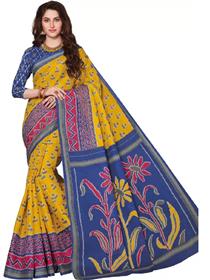 Printed ikkat pure cotton saree  (blue),fancy,simple designer,party wear (f)