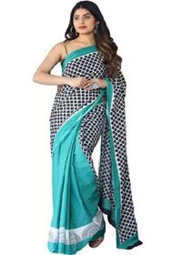 Blocked printed daily wear pure cotton saree,fancy,simple designer,party wear(f)