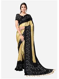 Chundri saree for women black & beige silk blend dress,fancy,designer,party wear(m)