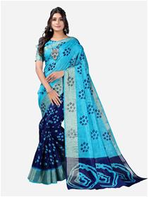 Chundri saree for women blue & silver-toned bandhani zari dress,fancy,party wear(m)