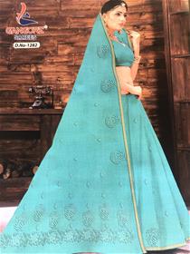 Cotton saree for women gangore kavya store priya (sky blue)