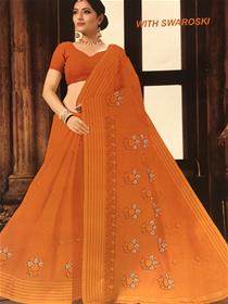 Cotton saree for women paaneri jharna kala saree (orange)