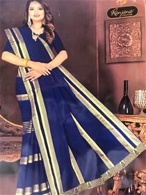 Cotton saree for women ranjana shiv frooti (navy blue)