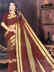 Cotton saree for women ranjana shiv frooti (brown)