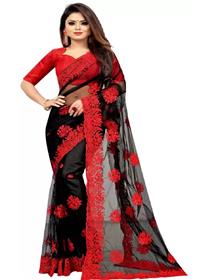 Embroidered bollywood net saree  (black),fancy,designer,party wear (m)