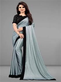 Embellished bollywood lycra blend saree (silver),fancy,designer,party wear (f)