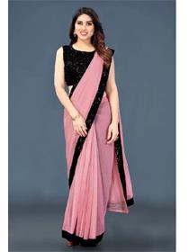 Embellished bollywood lycra blend saree (pink),fancy,designer,party wear (f)