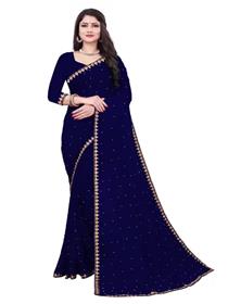 Solid bollywood georgette saree (dark blue),fancy,designer,party wear (f)
