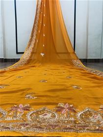 Jari work saree for women animal Yellow