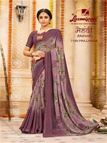 7198  mehendi saree georgette border base,printed,fancy,simple designer & party wear saree