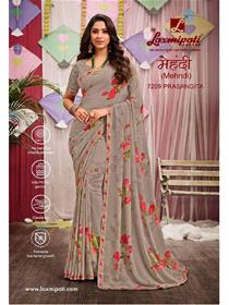 7209  mehendi saree georgette border base,printed,fancy,simple designer & party wear saree