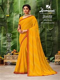 7215 mehendi saree georgette border base,printed,fancy,simple designer & party wear saree