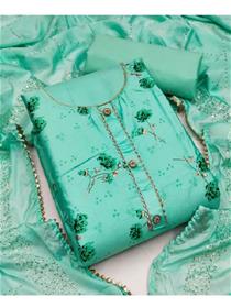 Unstitched cotton salwar suit material embroidered,fancy,party wear (f)