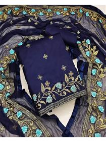 Salwar suit for women unstitched chanderi cotton kurta & churidar material designer,fancy,party wear(f)