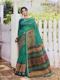 Saree for women katha cotton printed saree