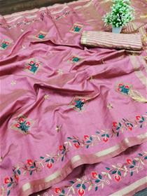 Saree for women embroidered assam silk cotton silk saree