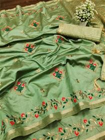 Saree for women embroidered assam silk cotton silk saree