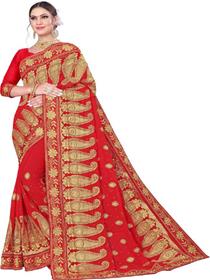 Women embroidered, embellished wedding georgette saree (f)
