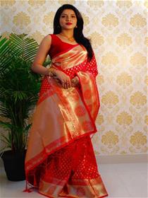 Women embellished wedding pure silk saree (f)