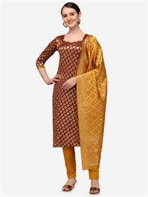 Salwar suit for women woven design banarshi jacquard unstitched dress material (maroon)
