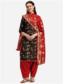 Salwar suit for women woven banarshi unstitched dress material (black)