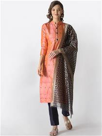 Salwar suit for women jacquard woven design banarshi silk unstitched dress material (pink)