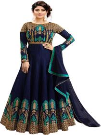 Gown for women embroidered cotton silk semi stitched anarkali gown(f)
