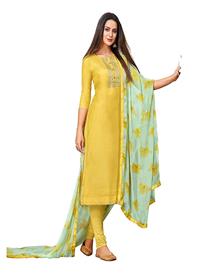 Salwar suit for women unstitched chanderi salwar suit (yellow)