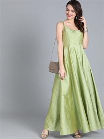Gown for women sage green woven design made to measure  dress,fancy,designer,party wear(m)