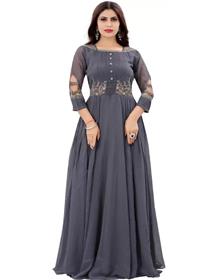 Gown for women georgette stitched anarkali gown  (grey) (f)