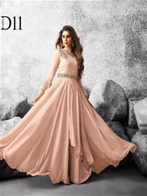 Gown for women georgette stitched anarkali gown  (beige) (f)