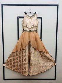 Gown for women 5554:06 chanderi silk jari work,simple designer,fancy,party wear