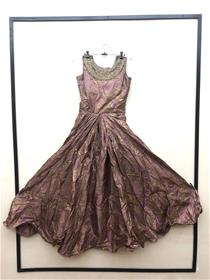 Gown for women manish delhi chanderi silk jari work,simple designer,fancy,party