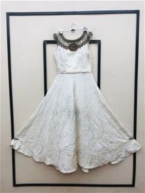 Gown for women 5554:09 chanderi silk jari work,simple designer,fancy,party wear