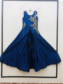 Gown for women 5553:06 chanderi silk,simple designer,fancy,party wear