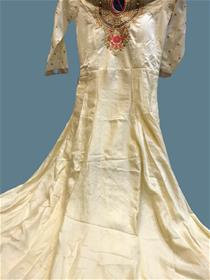 5554:07 gown chanderi silk,simple designer,fancy,party wear with jari work gown