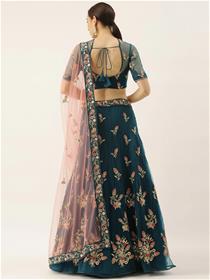 Lehenga for women embroidered semi-stiched lehnga & unstitched lehnga & blouse(teal blue,pink)