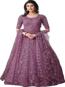 Net Gown For Women Net Semi Stitched Anarkali Gown(F)