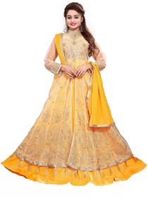 Gown for women embroidered net  semi stitched anarkali gown (f)
