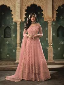 Gown for women net semi stitched anarkali gown (f)