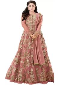 Gown for women embroidered net semi stitched anarkali gown (f)