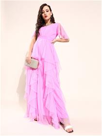 Net gown for women elegant lavender solid sweetheart neck dress,fancy,designer,party wear (m)