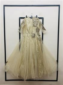 Gown for women fasion slove net with chanderi silk jari work ,simple designer