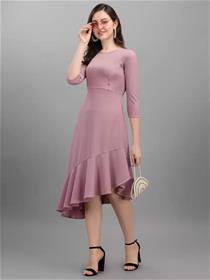 Women asymmetric purple dress,fancy,designer,party wear one piece dress(f)